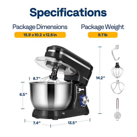 VIVOHOME stand mixer quiet motor for peaceful kitchen tasks