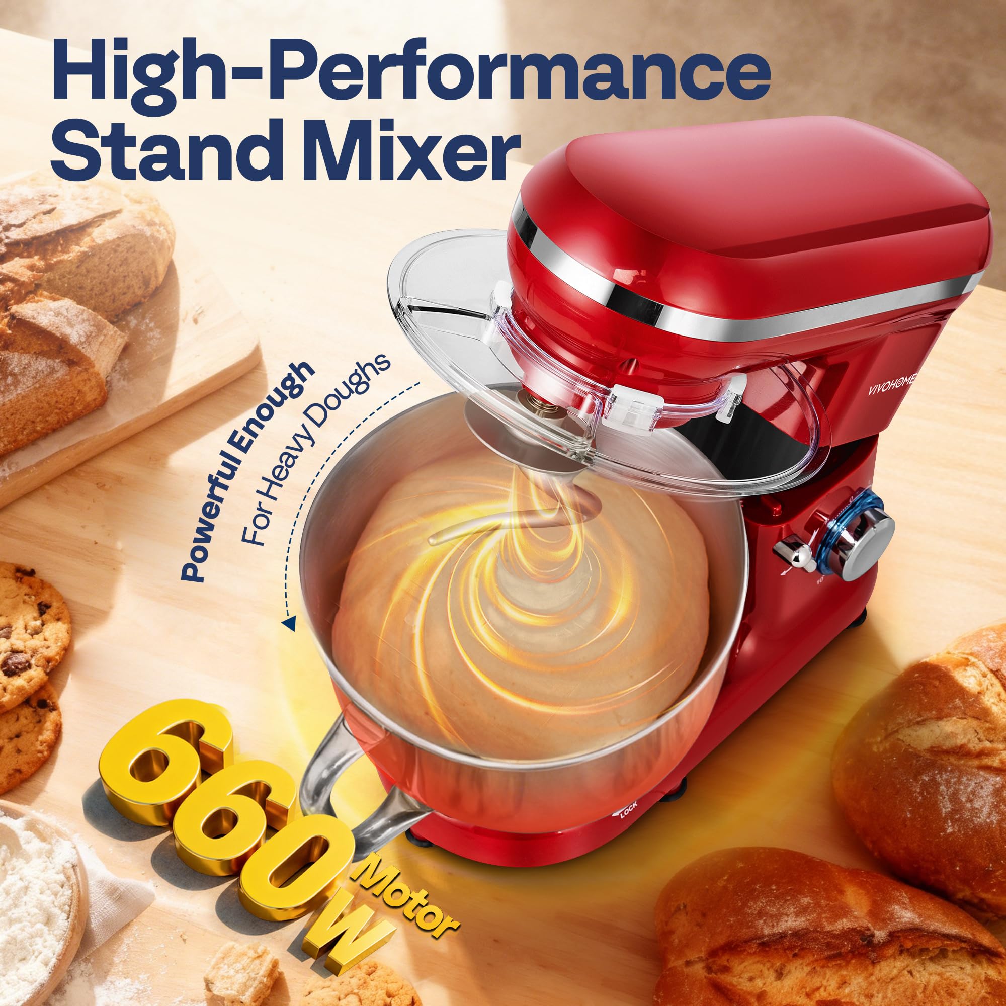 VIVOHOME stand mixer tilt-head with bowl ready for quick ingredient access