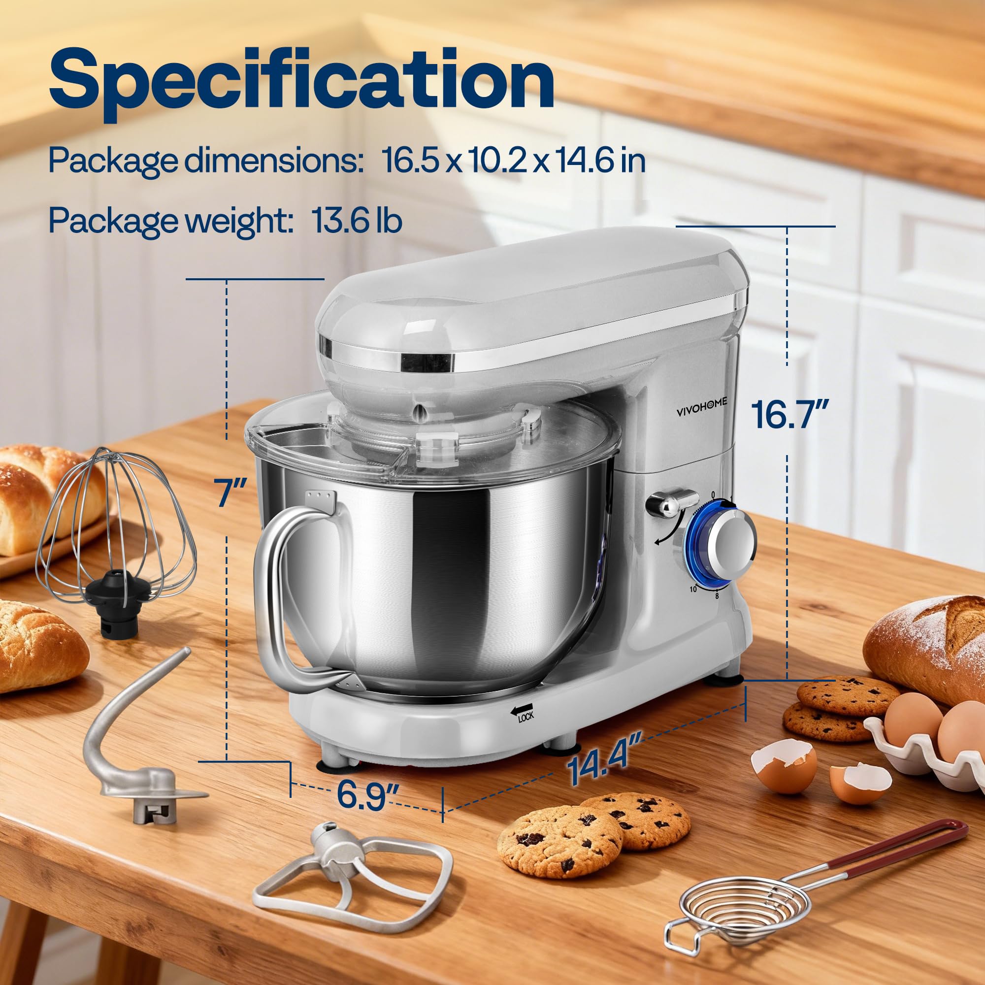 VIVOHOME tilt-head design allows easy bowl access.