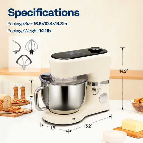VIVOHOME white kitchen stand mixer complements modern countertops and decor