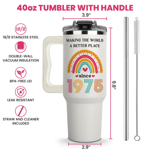 Vivulla68 50th tumbler 40oz 1975 detail emphasizing vintage vibe for a keepsake.