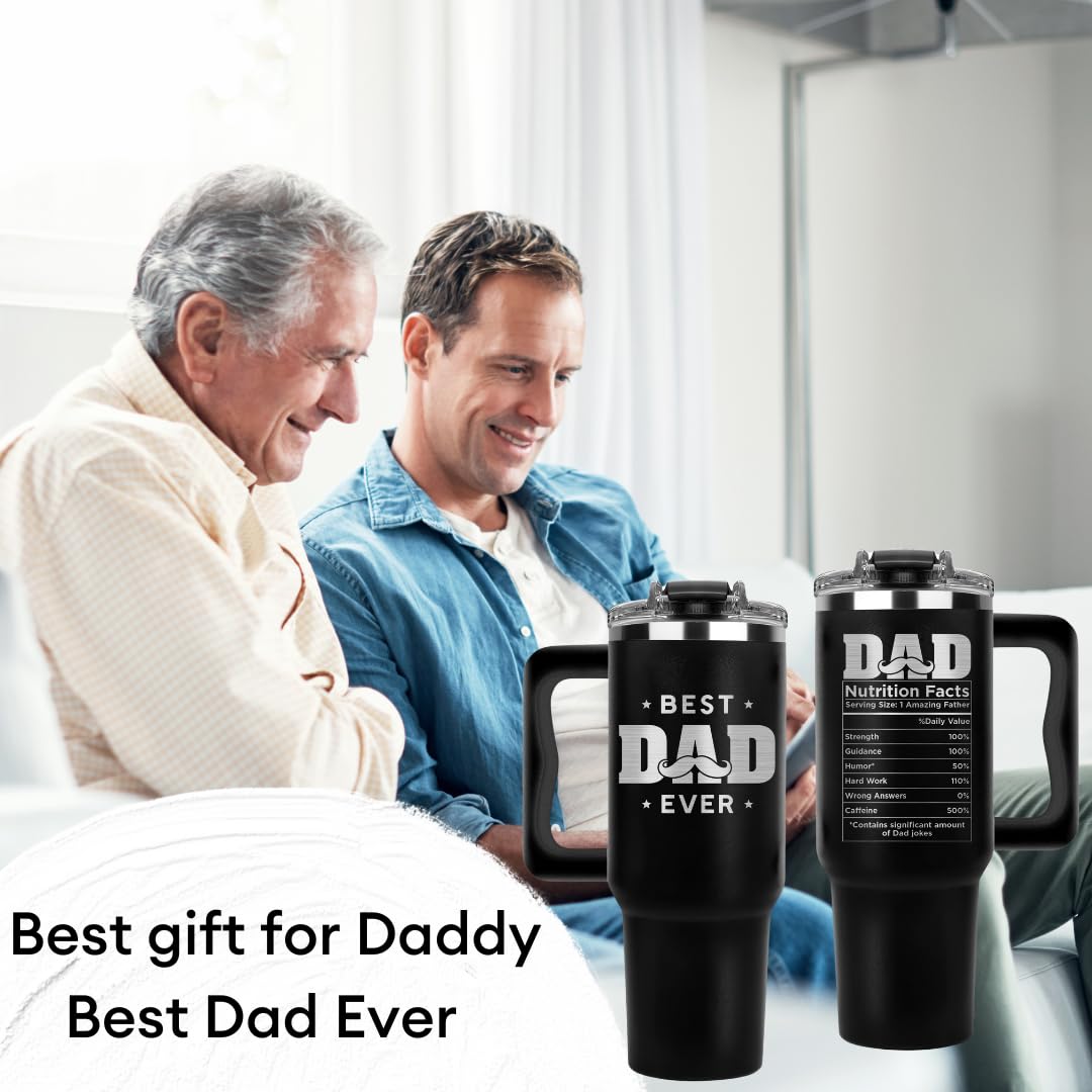 Vivulla68 Best Dad Ever 40oz tumbler lid closeup reveals secure spill-resistant design