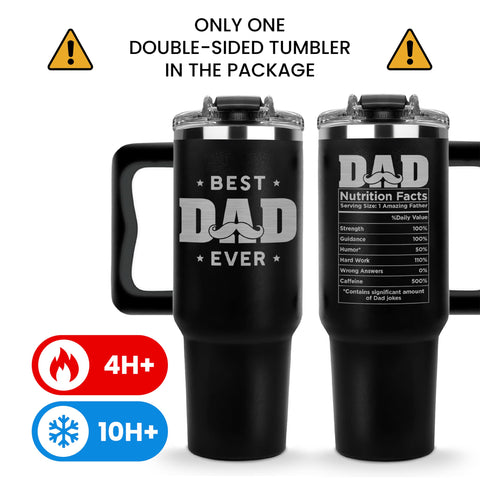 Vivulla68 Best Dad Ever 40oz tumbler stainless steel finish emphasizes rugged, long-lasting performance