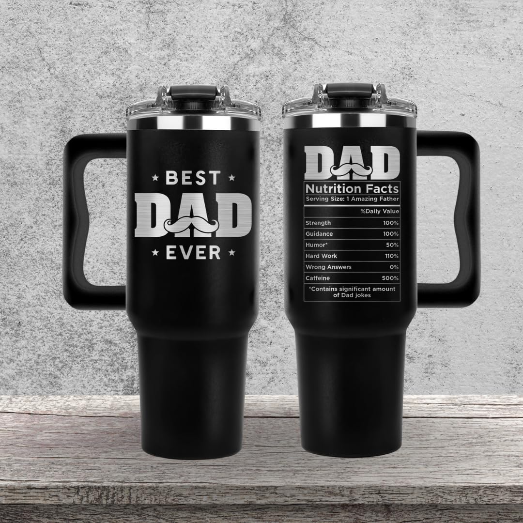 Vivulla68 Best Dad Ever 40oz tumbler thermal insulation highlights hot or cold beverage retention