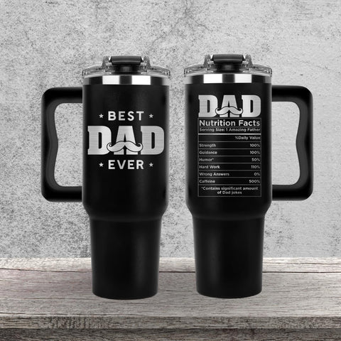 Vivulla68 Best Dad Ever 40oz tumbler thermal insulation highlights hot or cold beverage retention
