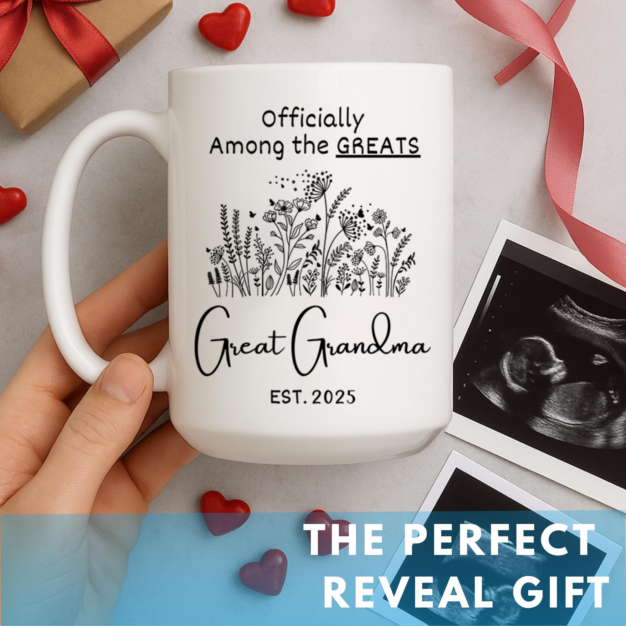 Vivulla68 great grandma coffee mug side print with hearts and message