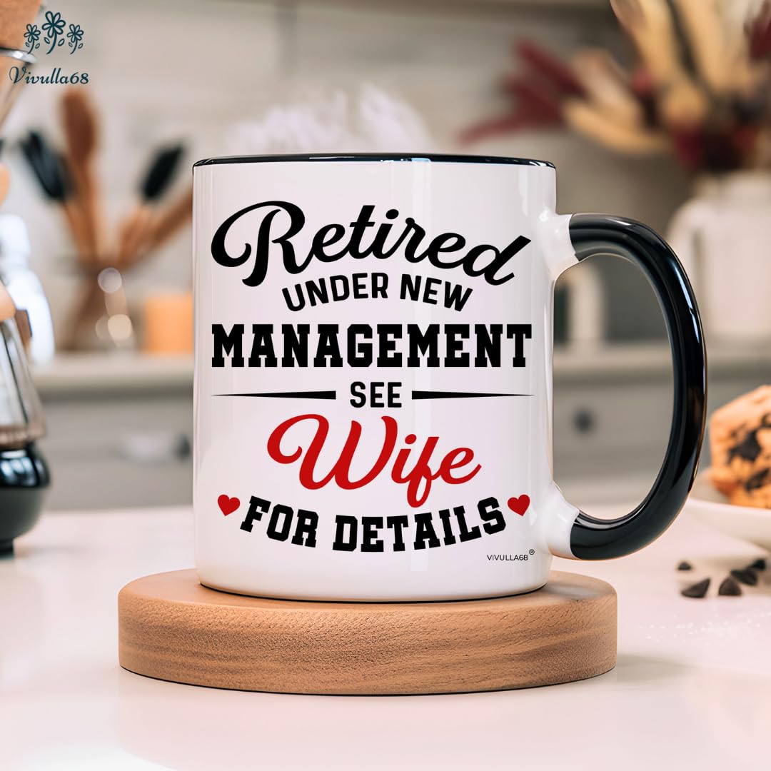 Vivulla68 front view mug on table with bold text