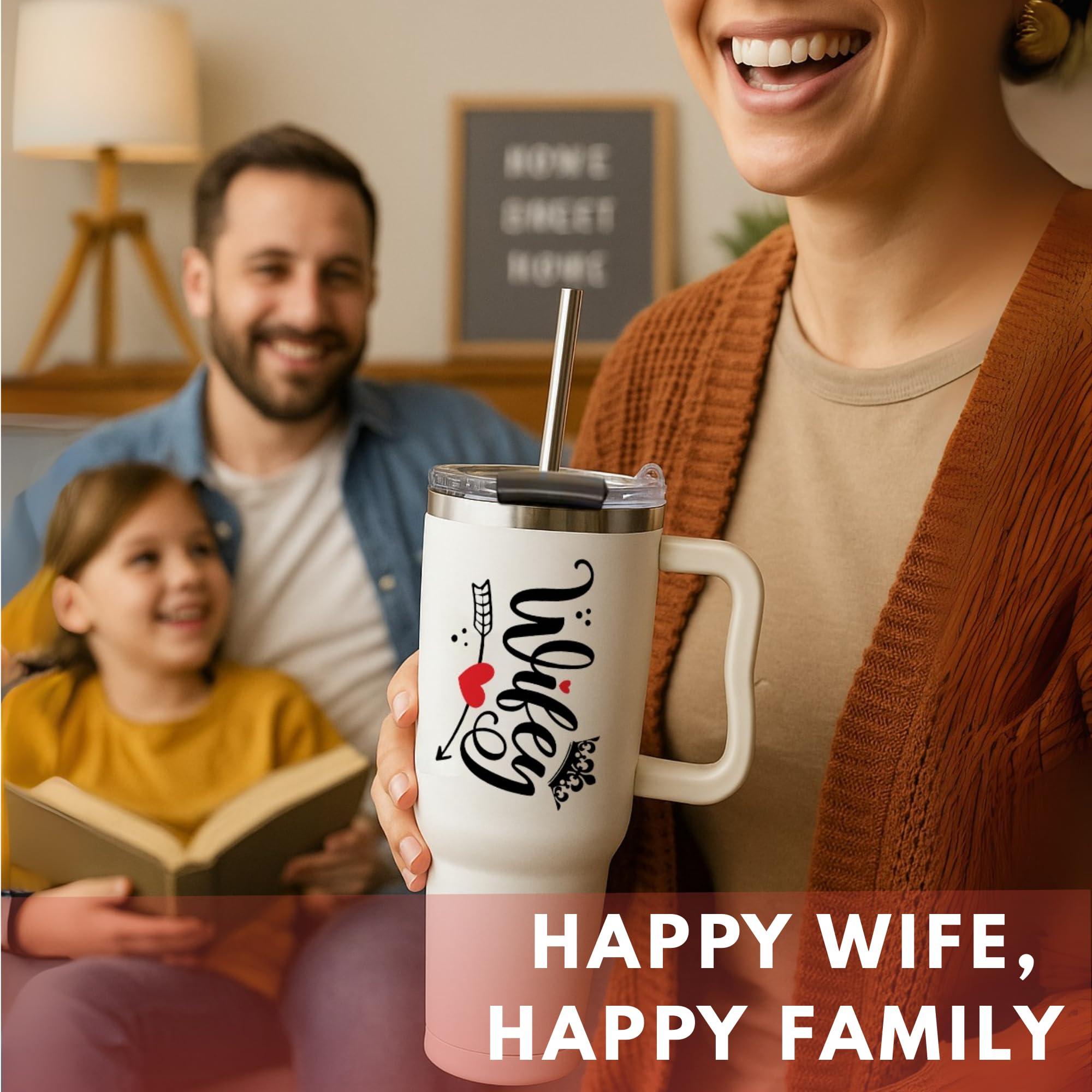 Vivulla68 wedding coffee cup with straw and handle for easy sipping.