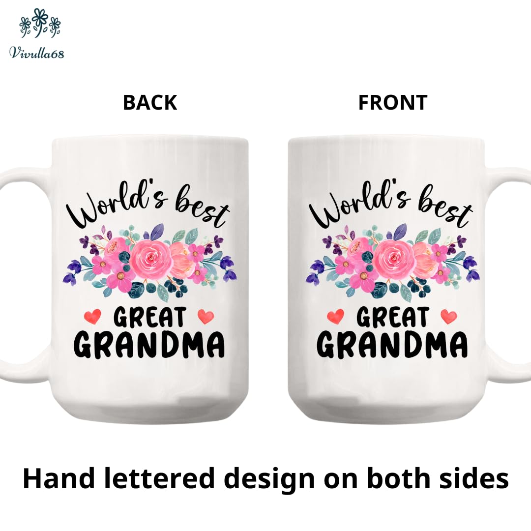 Vivulla68 Worlds Best Great Grandma Mug back view with double‑sided print