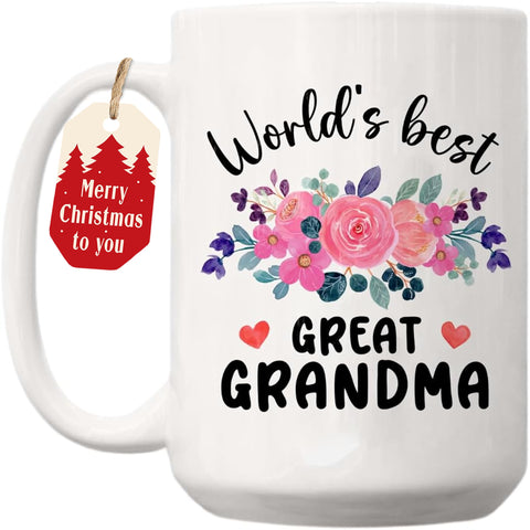 Vivulla68 Worlds Best Great Grandma Mug front view ideal for daily coffee