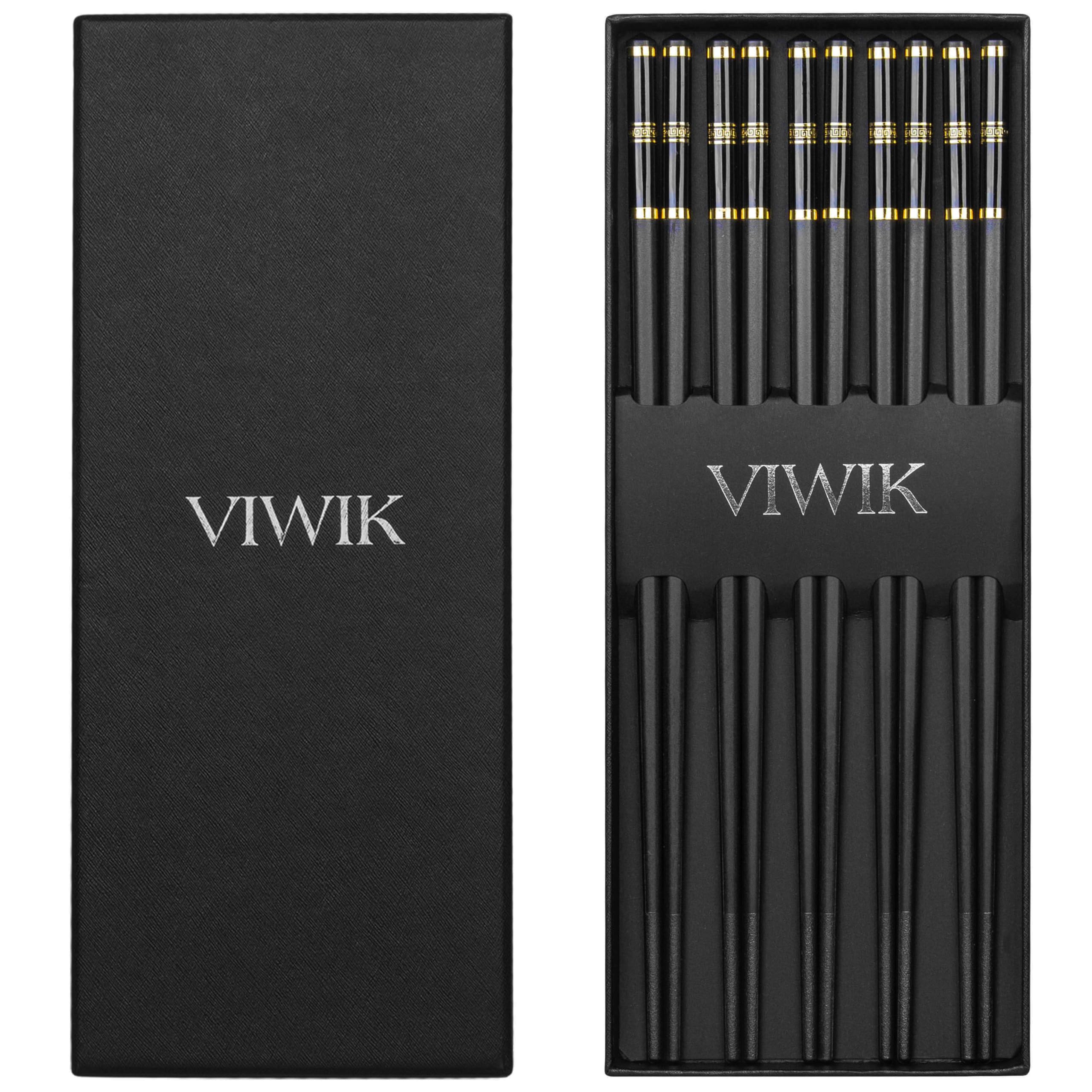 VIWIK 5-pair premium reusable chopsticks gift set; durable for daily meals