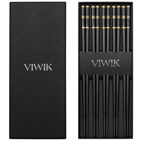 VIWIK 5-pair premium reusable chopsticks gift set; durable for daily meals
