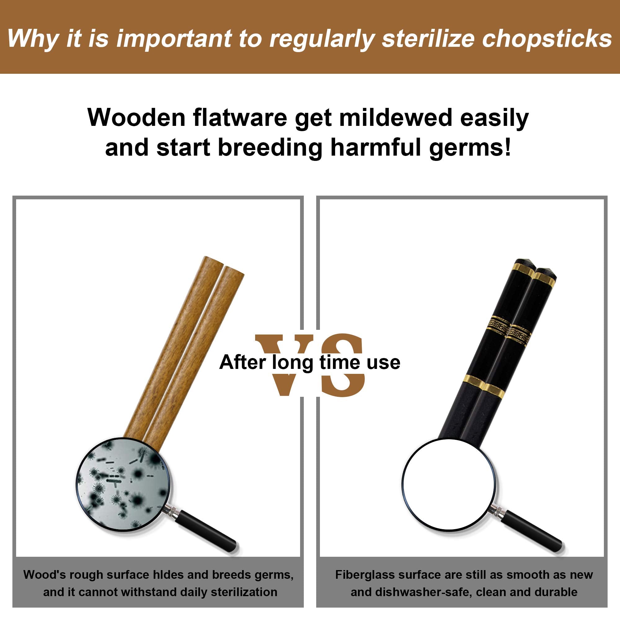 VIWIK non-slip tip design chopsticks; secure grip during meals