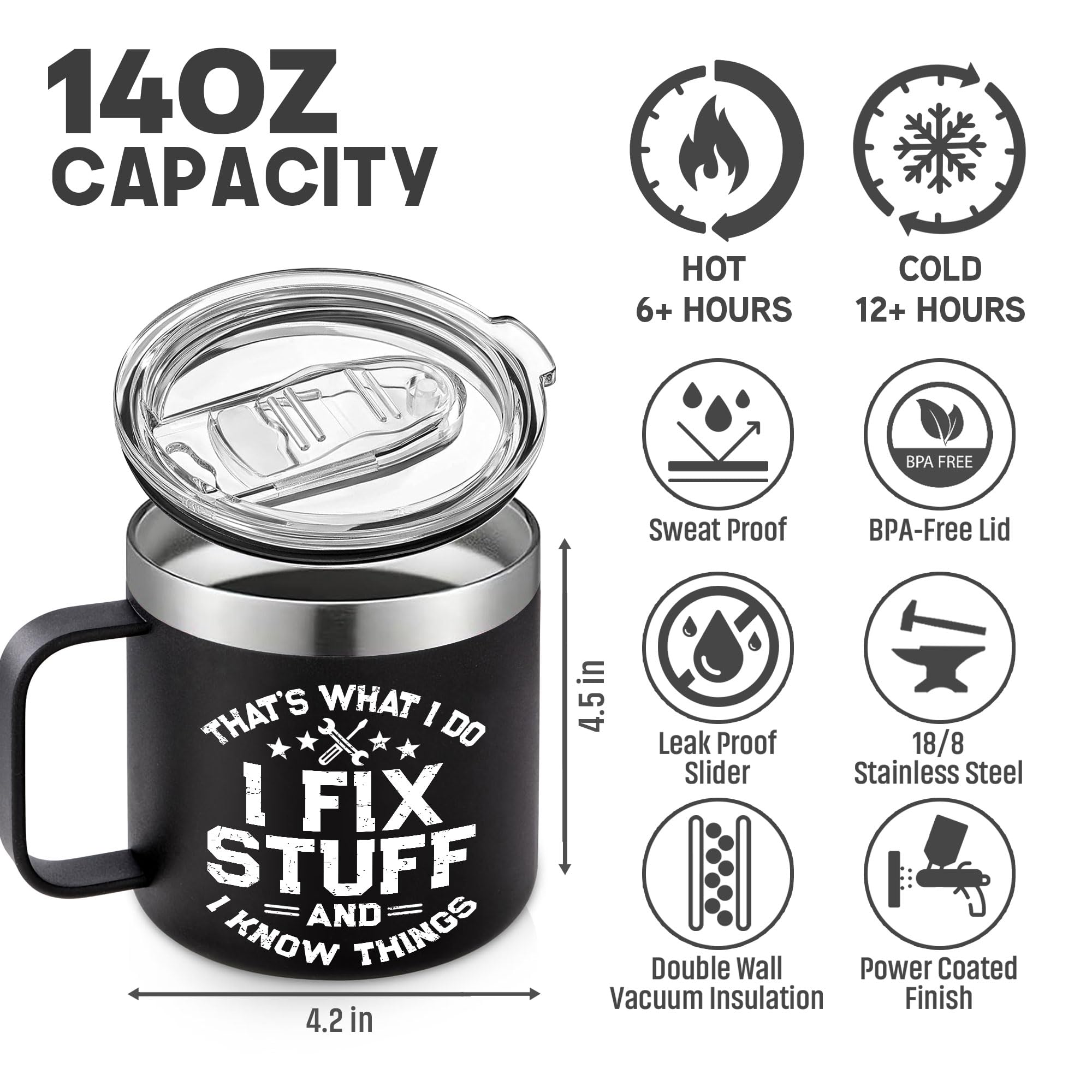 VIWIS 14oz mug, rust-resistant stainless steel for long-term durability.