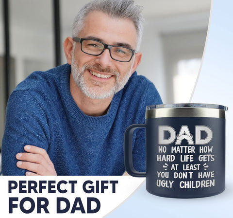 VIWIS dad mug close-up stainless steel highlights durable material