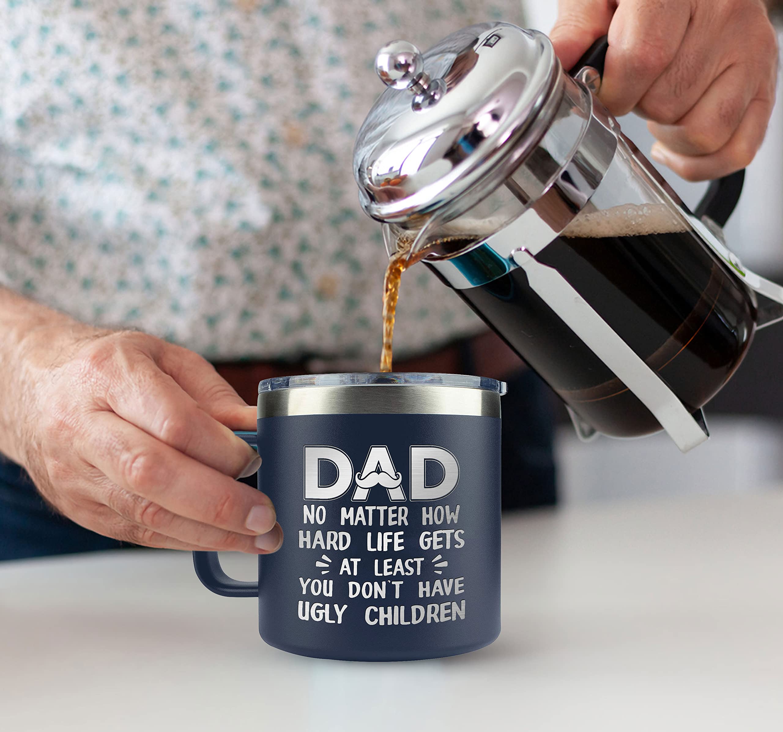 VIWIS dad mug fits car cup holder during errands