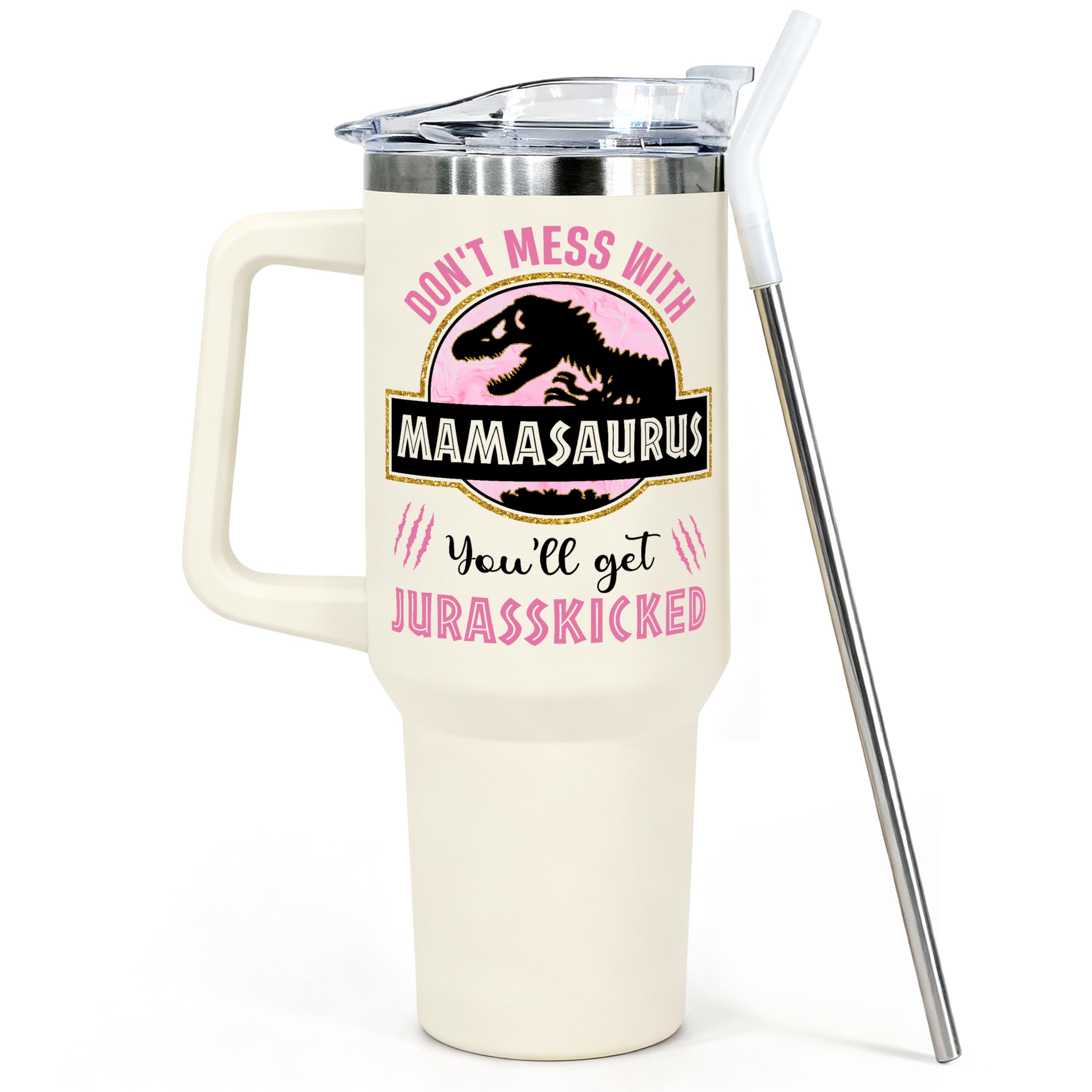 VIWIS mom-tumbler-40oz-handle, a sturdy stainless cup with easy grab handle for daily use.