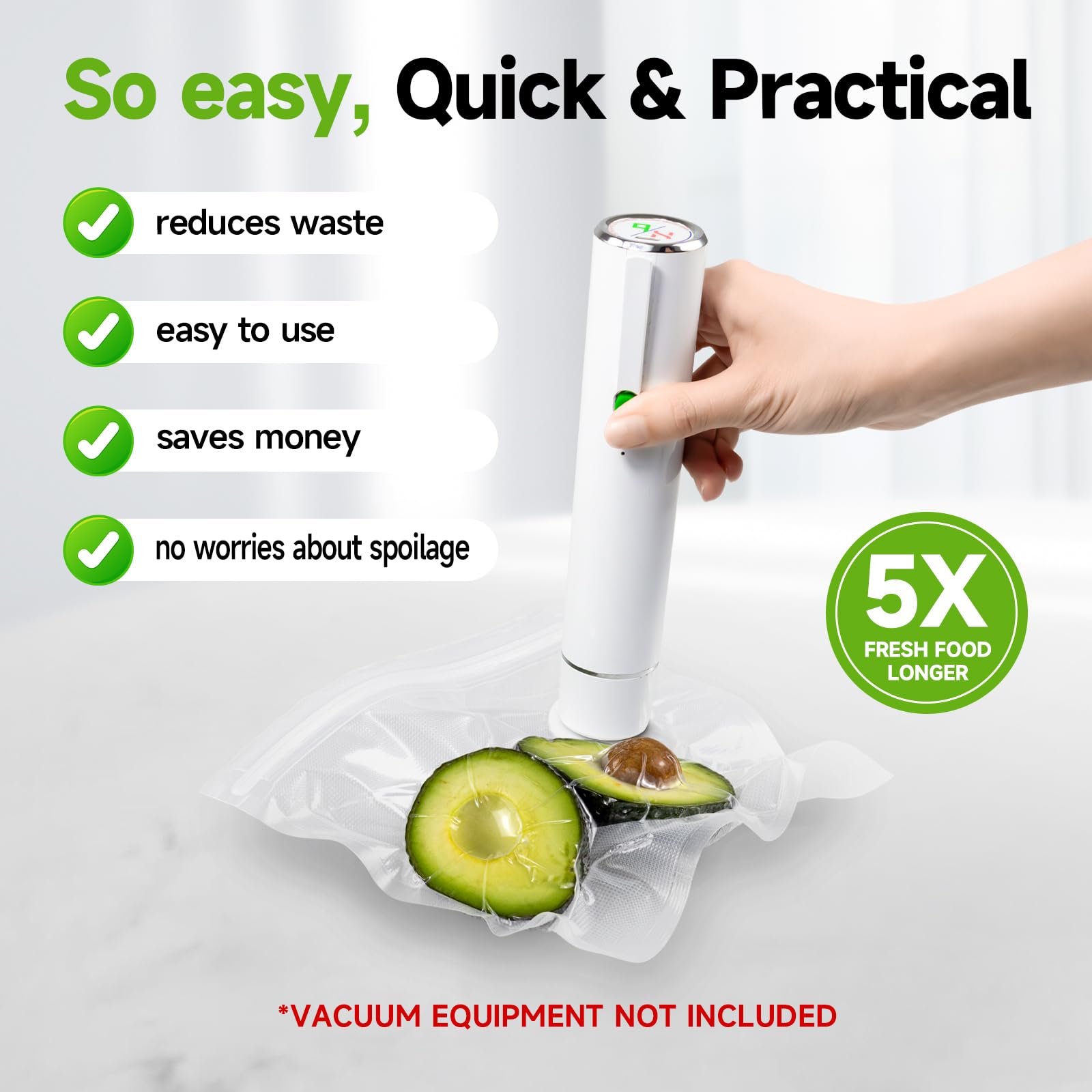Vixino bags compatible with handheld sealers for quick sealing.