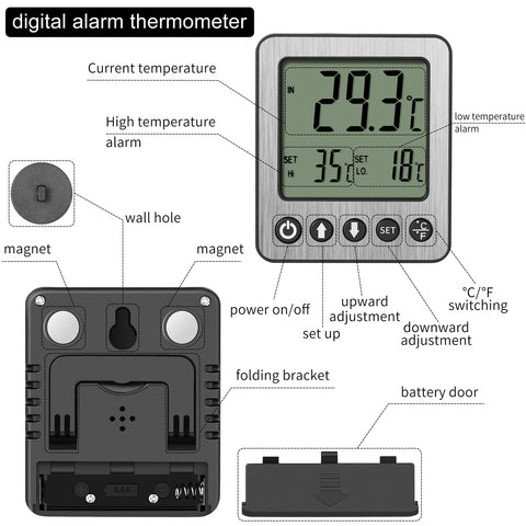 VLEJEARI external sensor inside fridge for accurate readings.