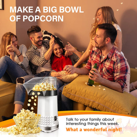 Vminno family-friendly popcorn popper feeds a cozy movie night.