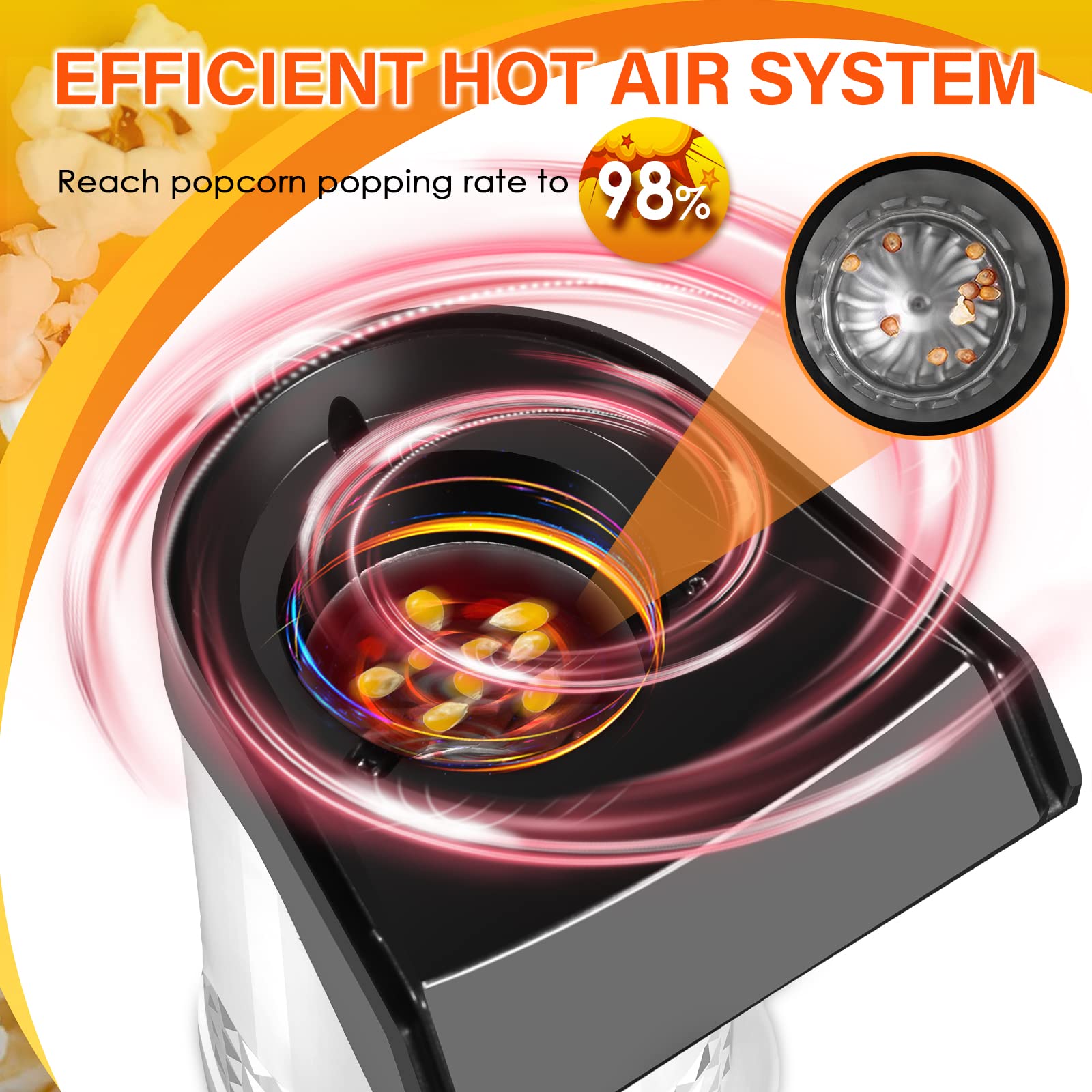 Vminno oil-free air popper delivers guilt-free crunch for healthier snacks.