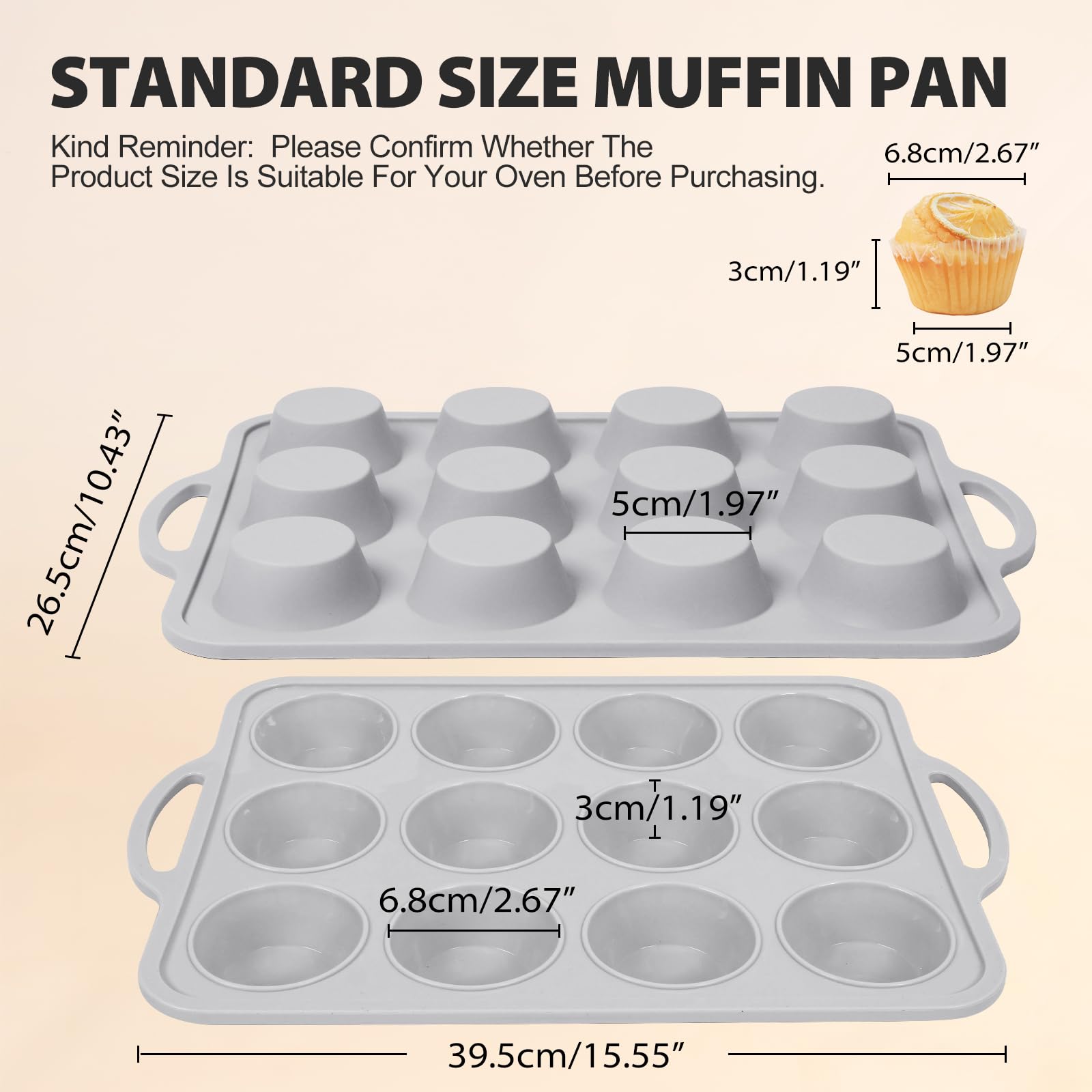Vnray 12-cup regular silicone muffin pan for everyday baking.