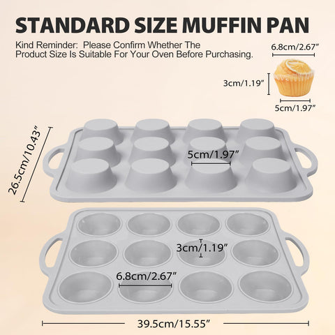 Vnray 12-cup regular silicone muffin pan for everyday baking.