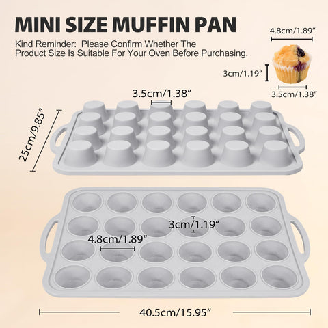 Vnray 24-cup mini silicone muffin pan for bite-sized treats.