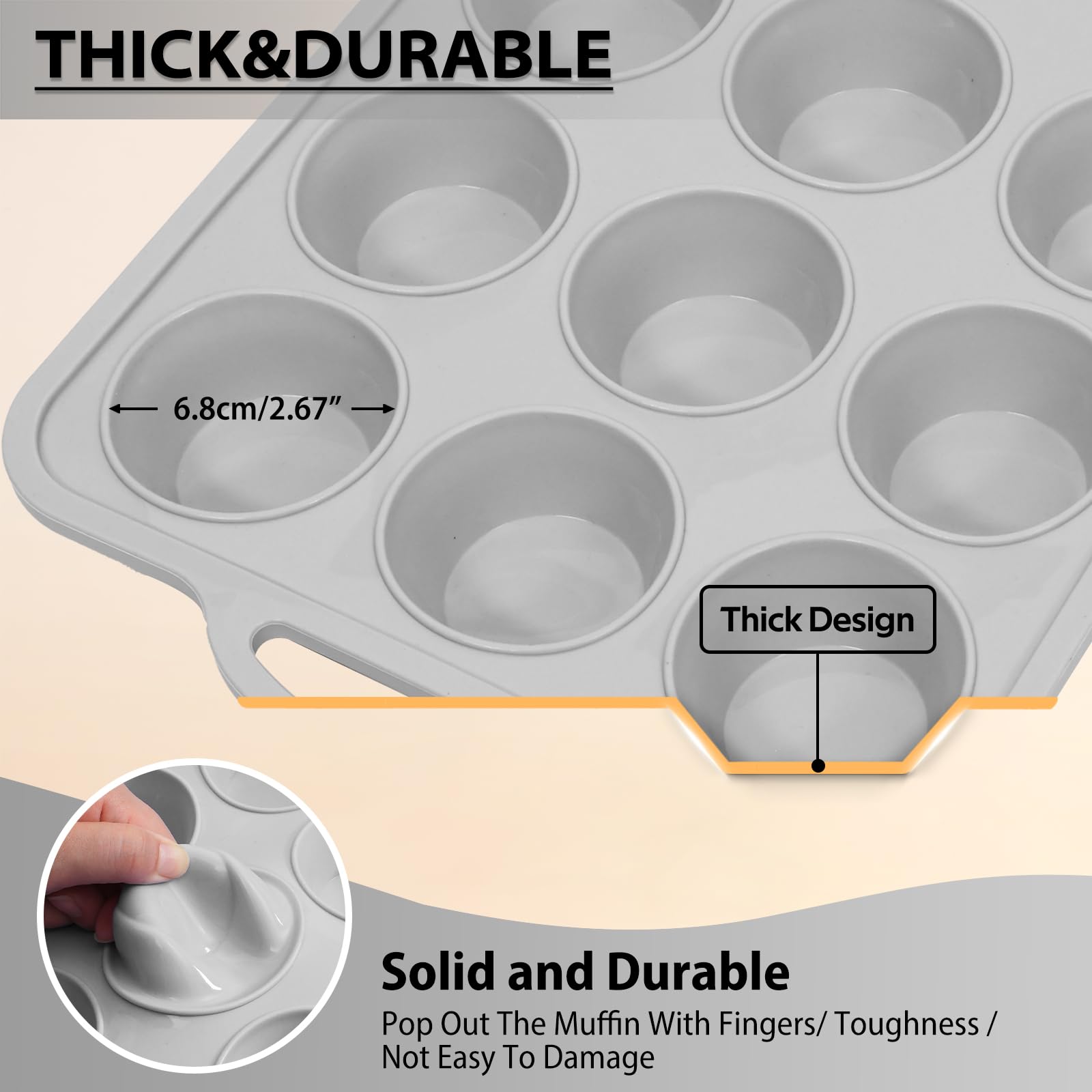 Vnray BPA-free food-grade silicone muffin mold for safe baking.