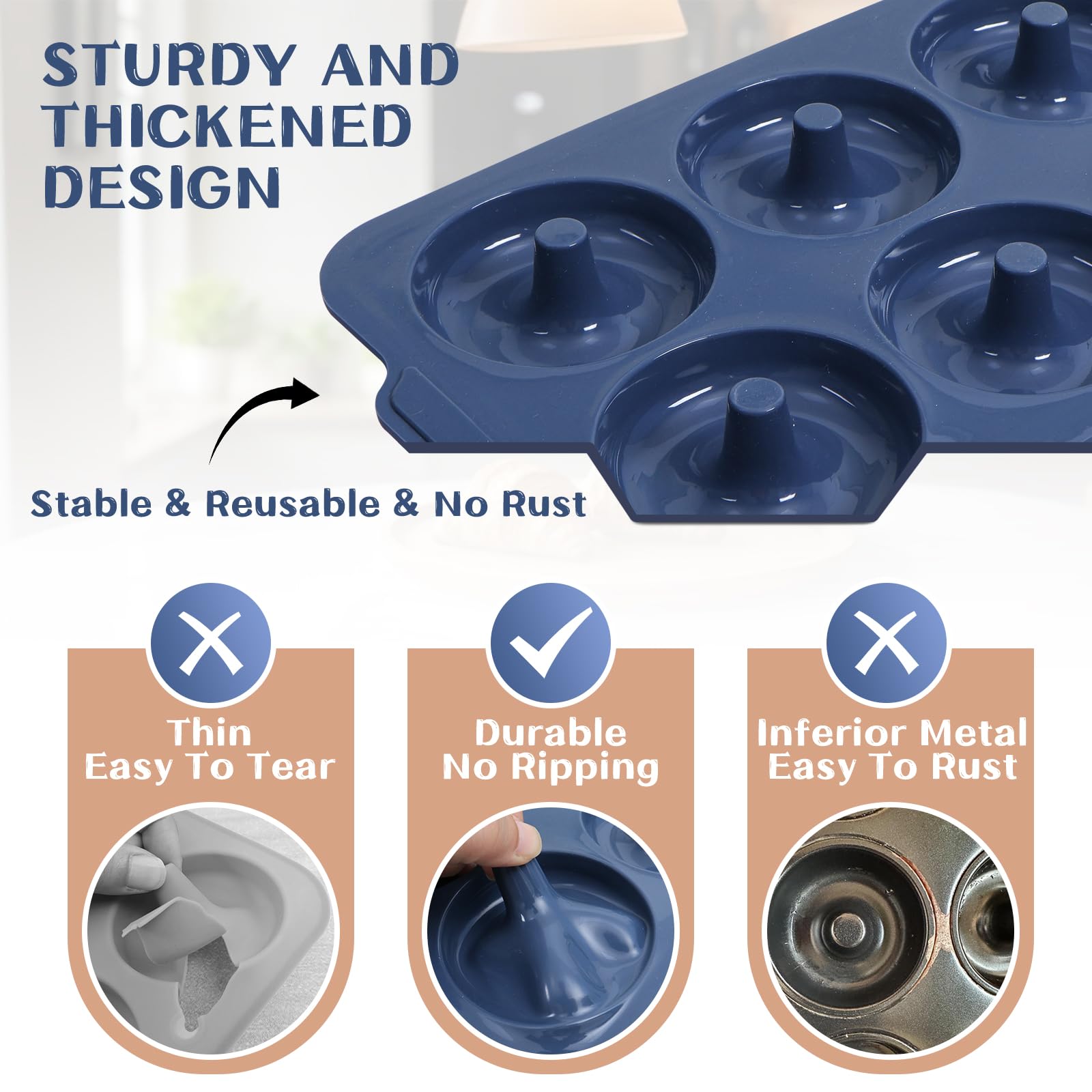Vnray donut pan easy-clean handle for quick cleanup