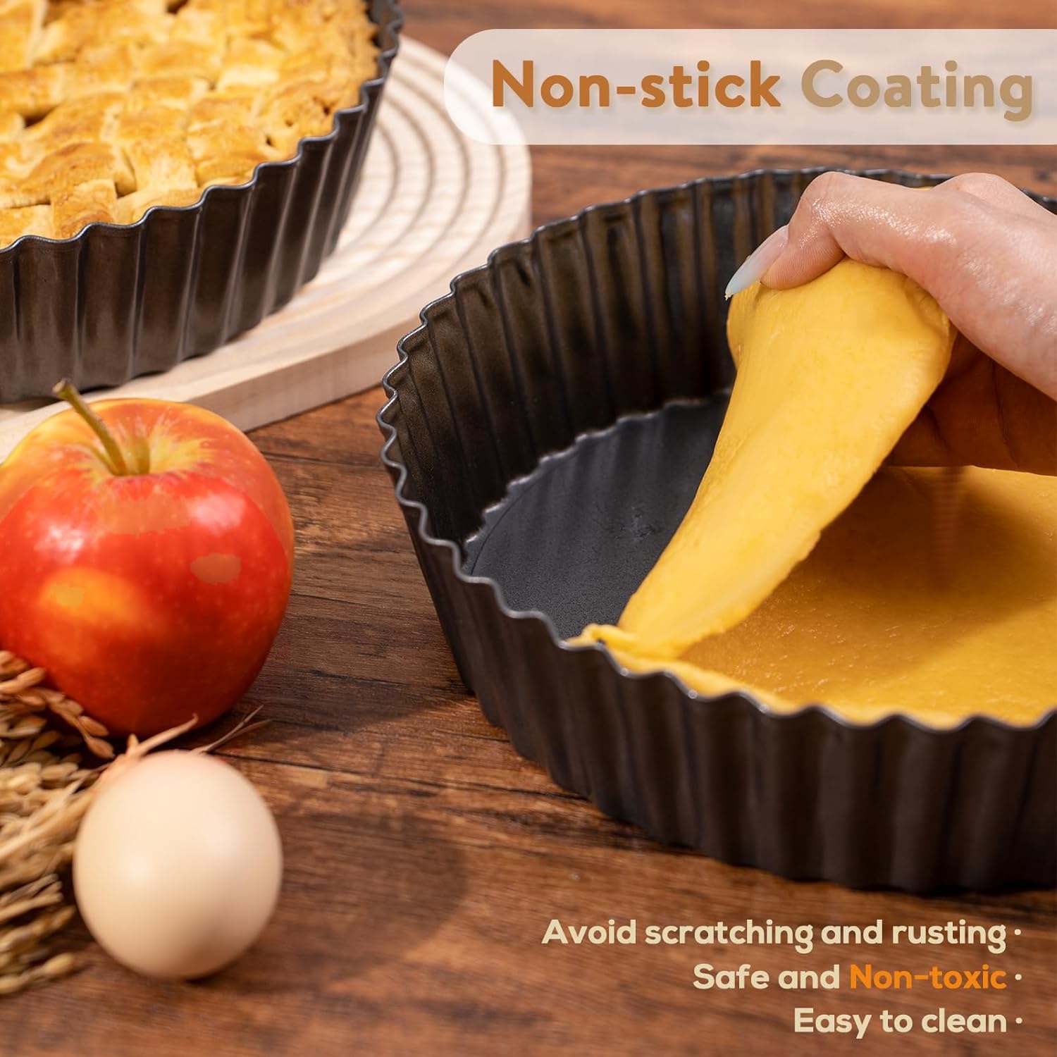 Vnray fluted-edge pie dish highlighting crust framing