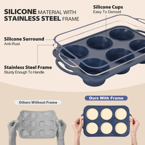 Vnray large 6-cup pan for muffins, egg bites, or bite-sized treats