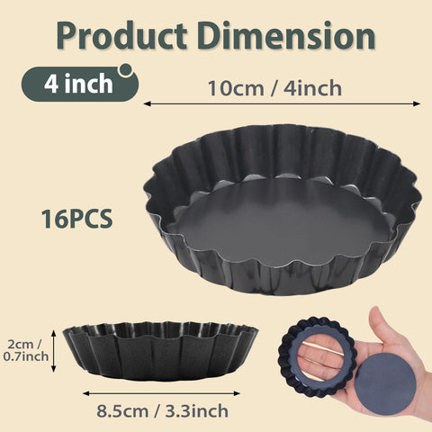 Vnray mini tart pans with removable bottom, smooth demolding for clean tarts