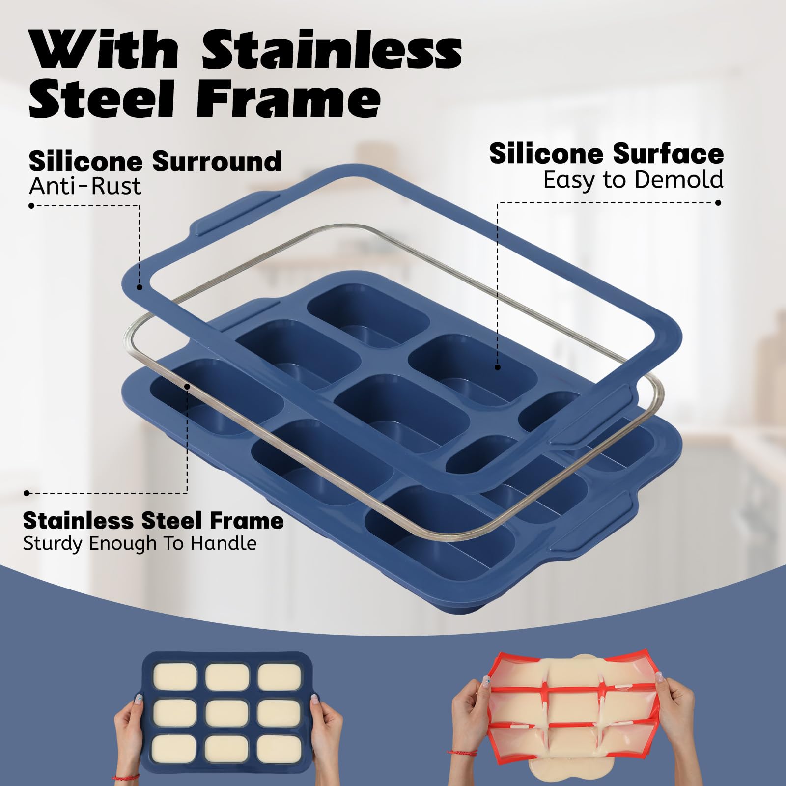 Reinforced steel rim provides stable baking and preserves loaf shape.