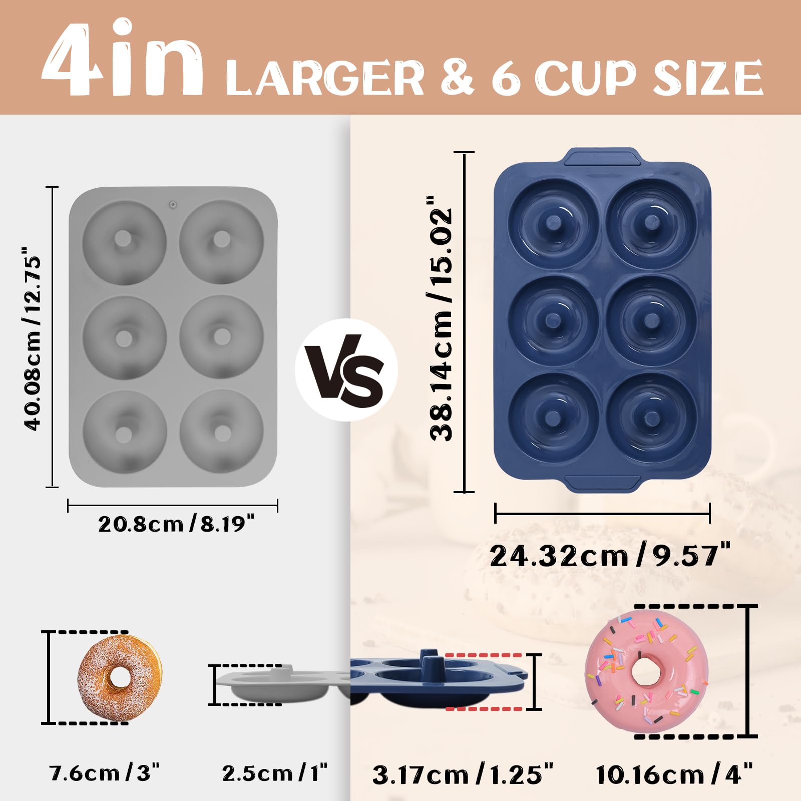 Vnray silicone donut molds with nonstick release