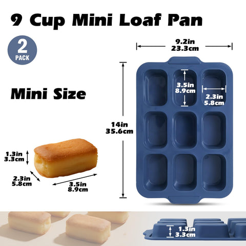 Two-pack nonstick mini loaf pans ensure easy release and quick cleanup.