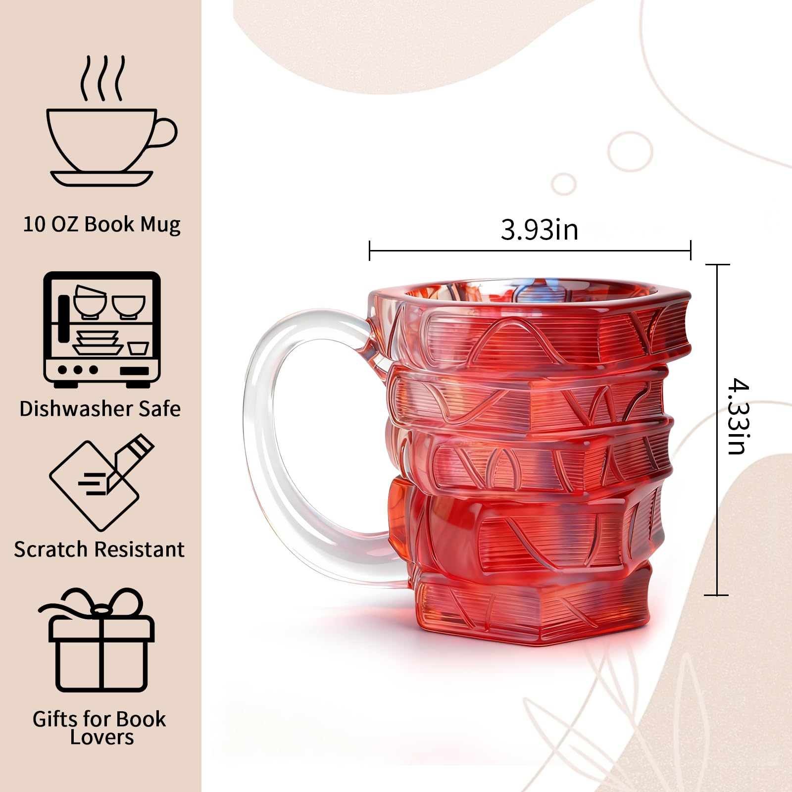 VNROSE 10oz capacity mug ideal for coffee during reading.