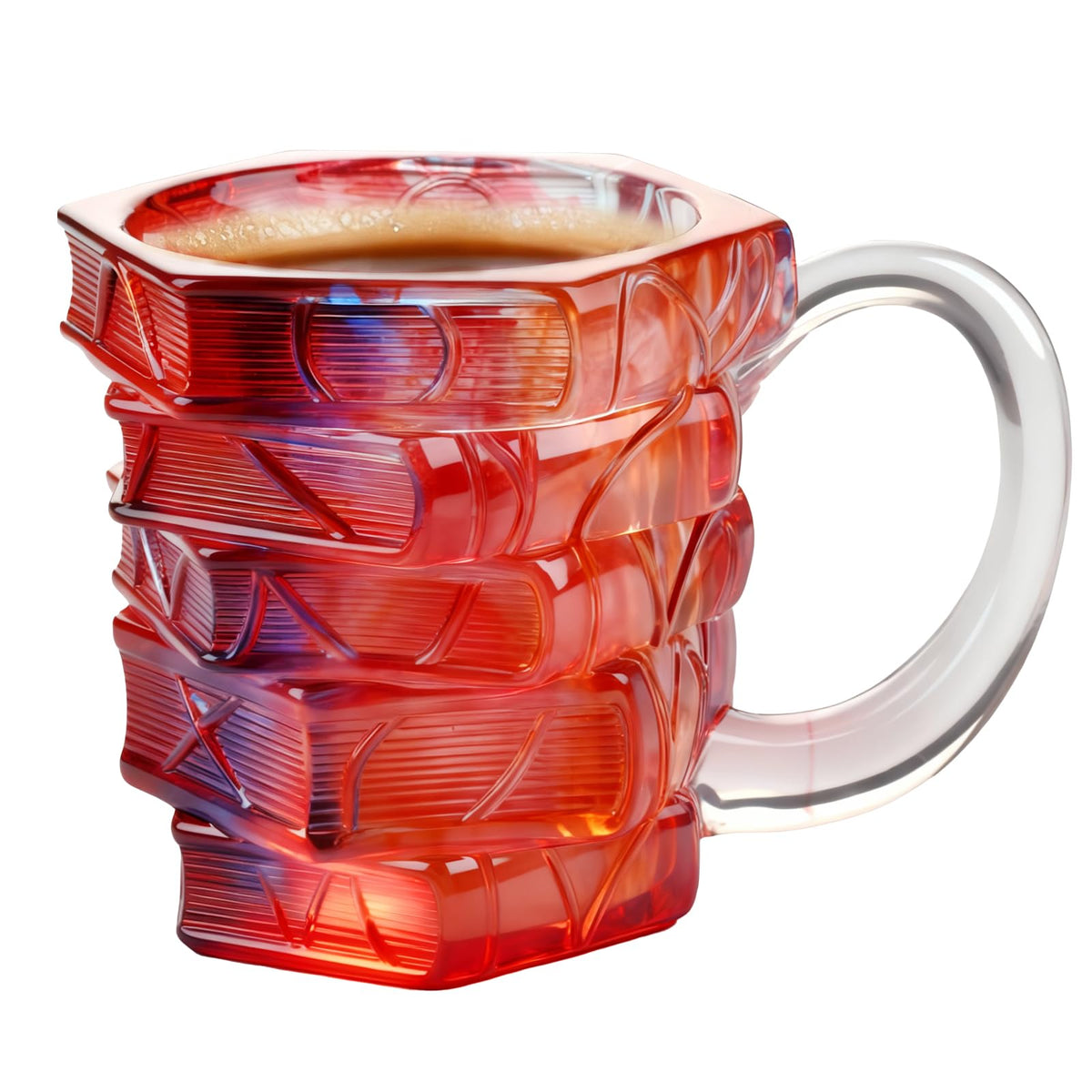 VNROSE painted book mug shows a 3D stack for cozy reading moments.