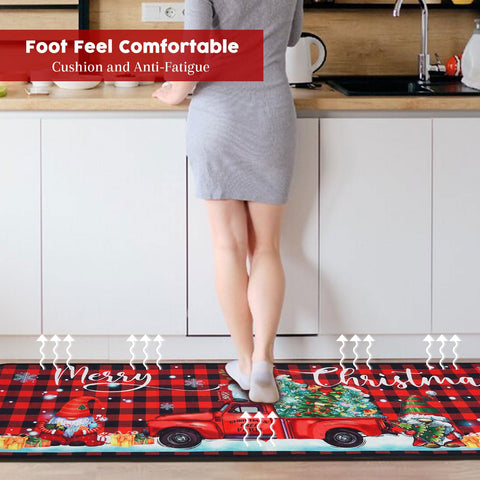 Voanos plush, absorbent mat cushions feet during kitchen tasks.