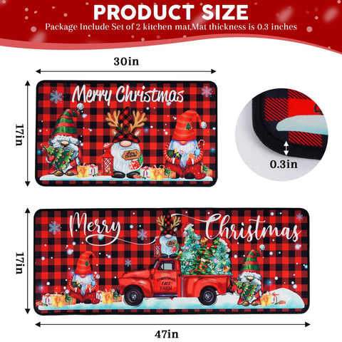 Voanos Christmas mat behind stove 17x47 features buffalo plaid and warmth.