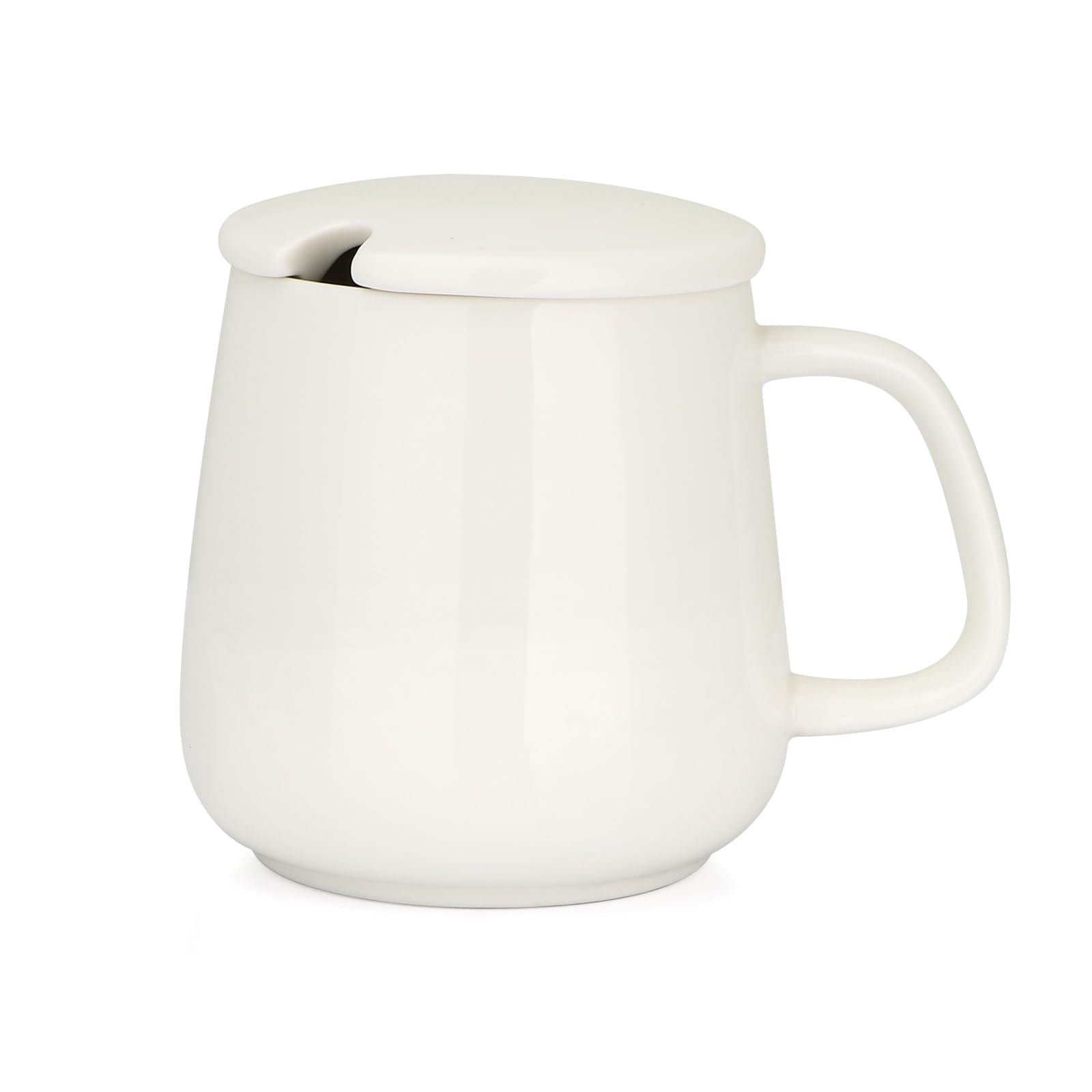 VOBAGA 15oz ceramic mug with lid and flat bottom for steady, warm sips.