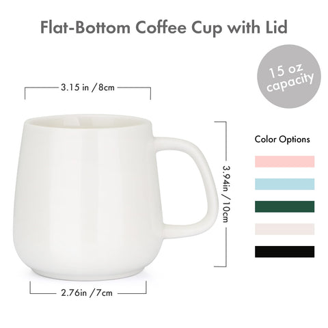 VOBAGA 15oz white ceramic mug emphasizes BPA-free construction.