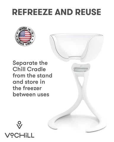 VoChill Chill Cradle activated cools wine inside the glass.