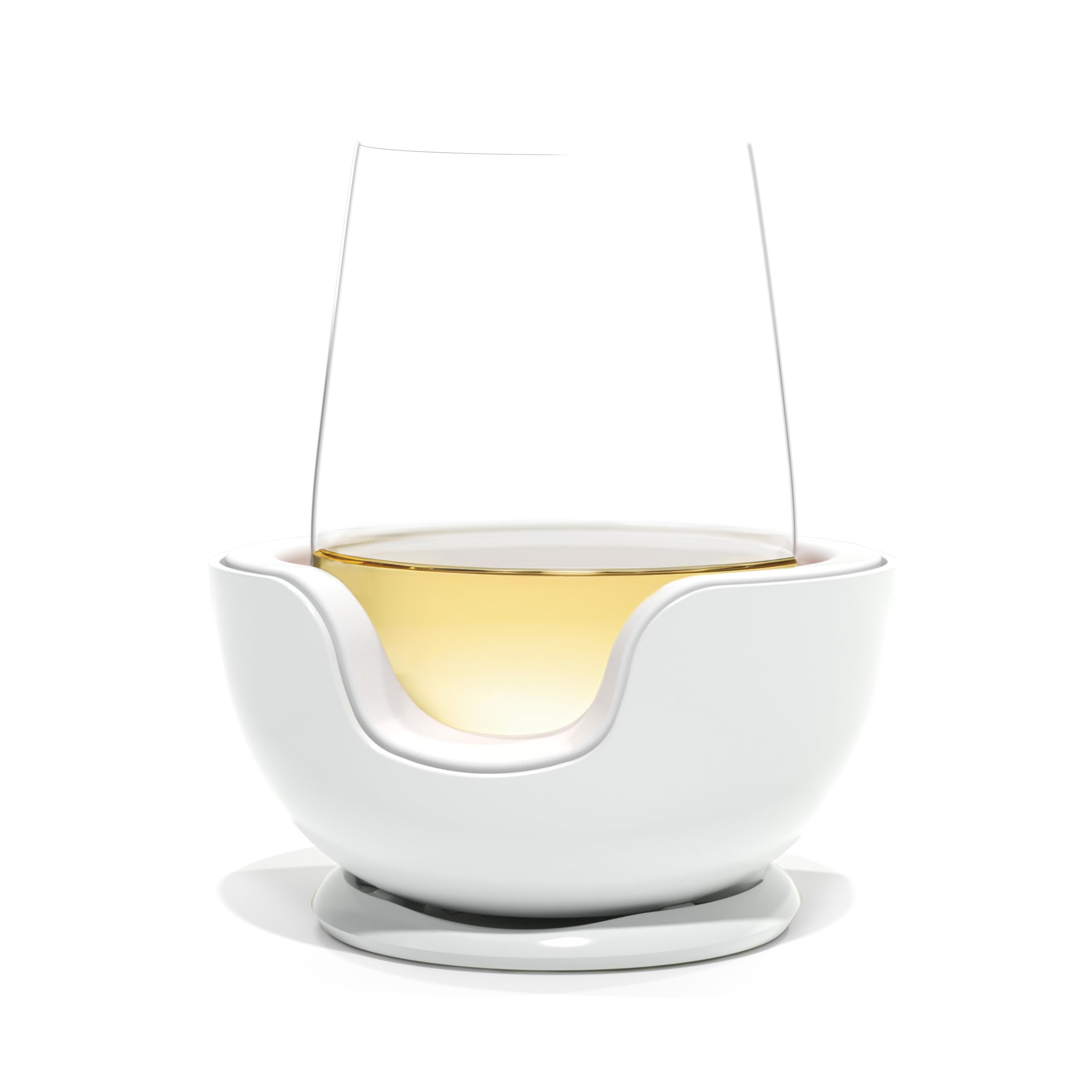 VoChill separable cradle setup keeps stemless glasses evenly chilled without flavor intrusion.