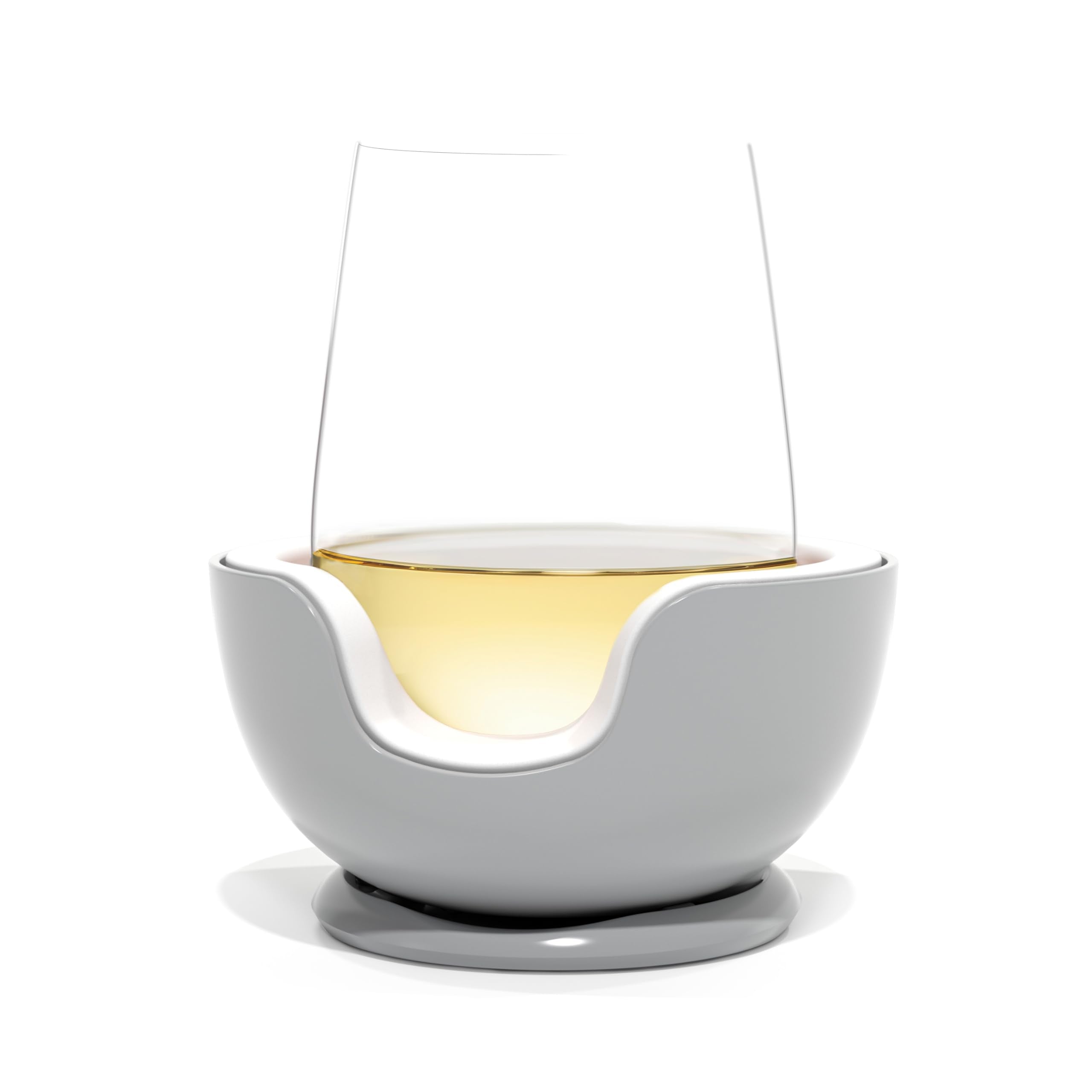 VoChill stemless wine glass chiller assembled for easy chilling.