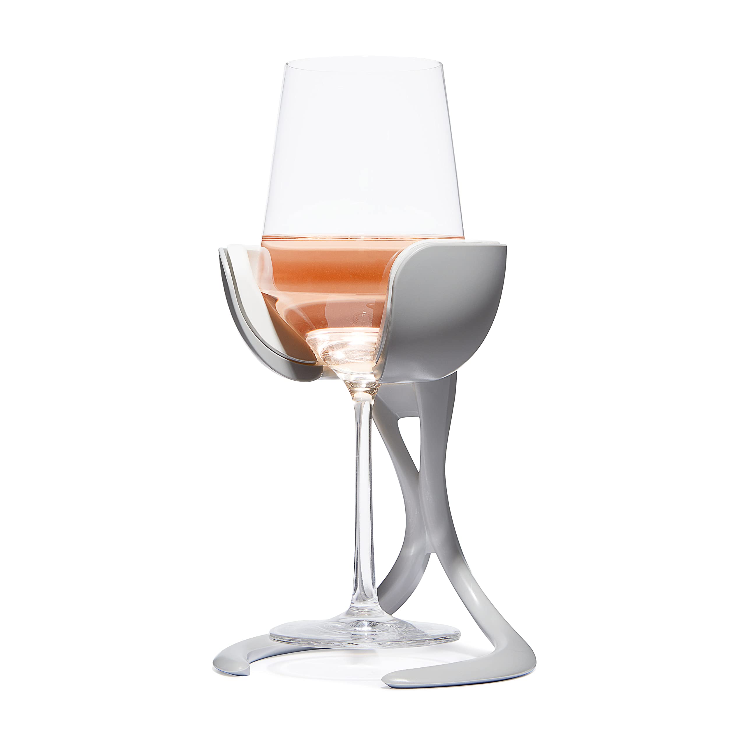 VoChill stemmed wine glass chiller in use keeps whites crisp and refreshing.