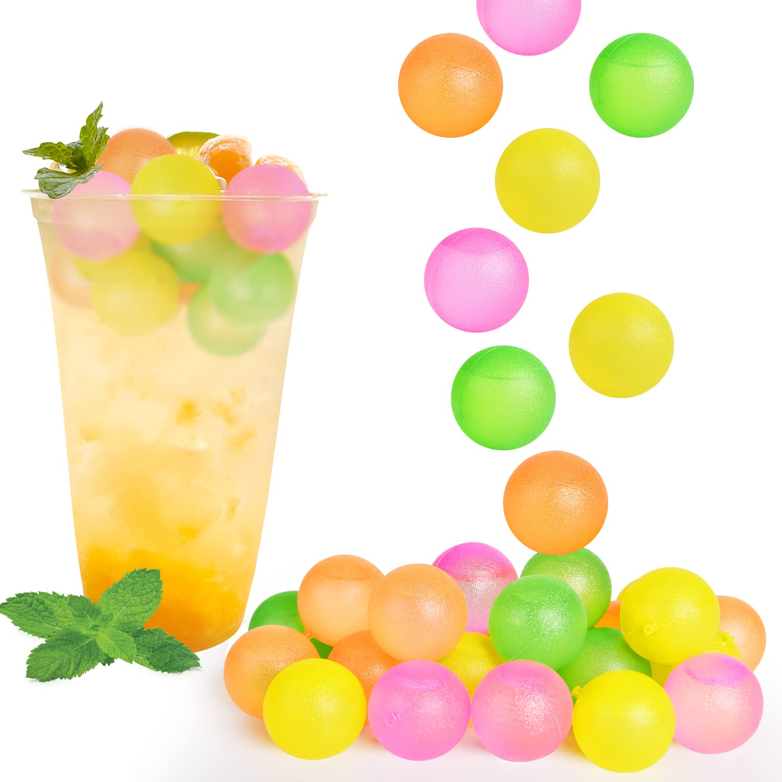 VOGVOG 100-pack round colorful ice cubes for party drinks that stay cold without watering down.