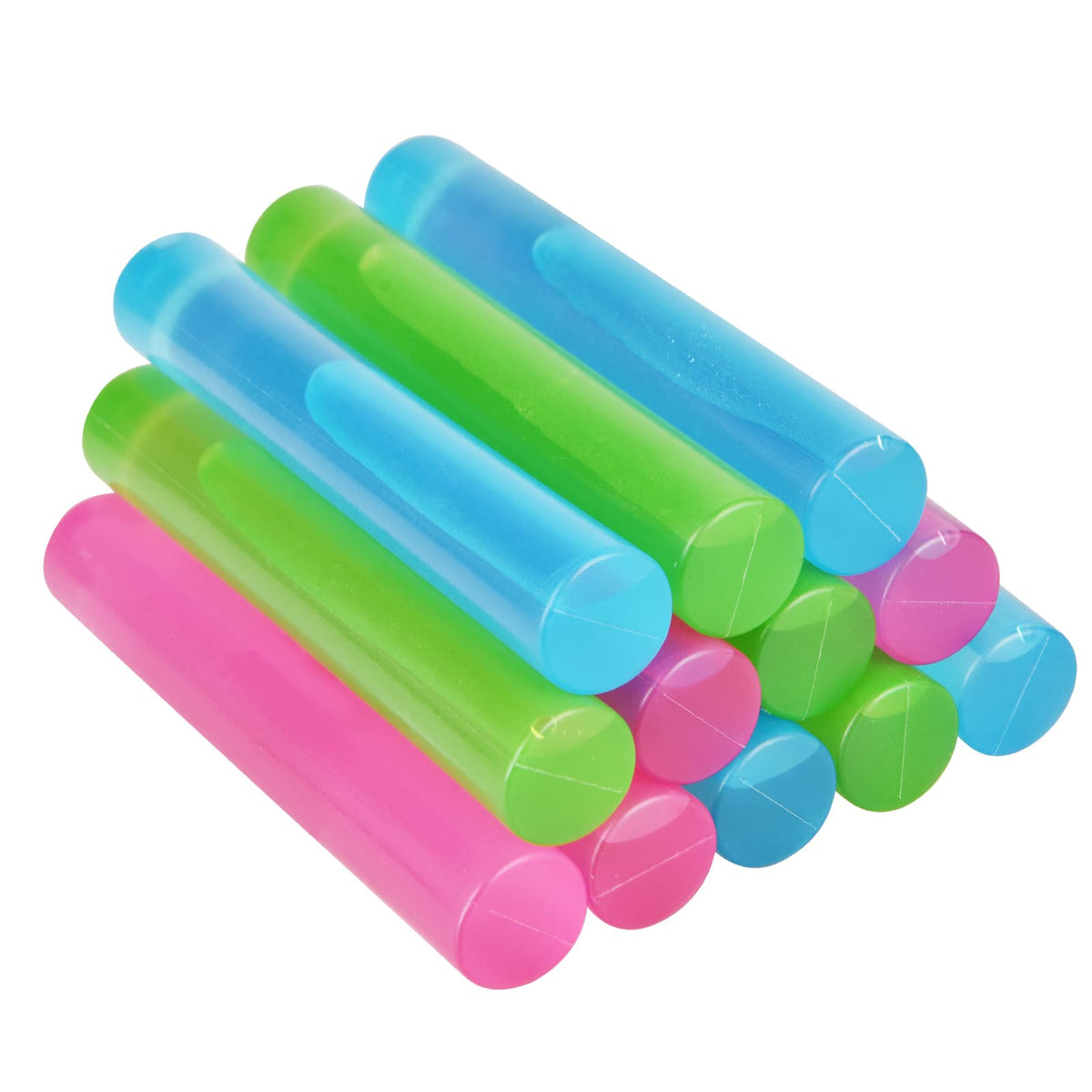 VOGVOG 12-pack reusable multicolor ice cubes for drinks, keeps beverages cool without dilution.