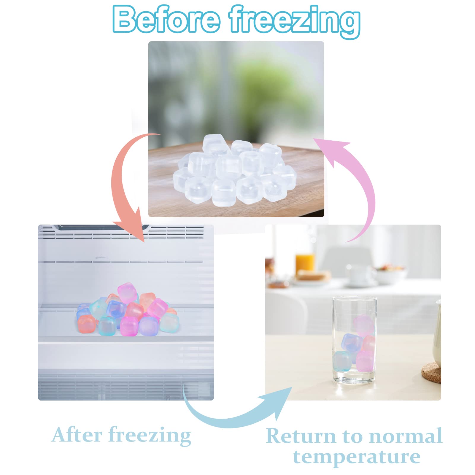 VOGVOG reusable ice cubes placed in freezer for fast chilling.