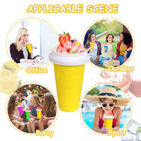 VOIEOV slushie cup yellow alongside brushes for easy cleaning.